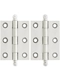 Premium Solid Brass Ball-Tip Cabinet Hinges Pair - 2 by 1 1/2 in Polished Nickel.