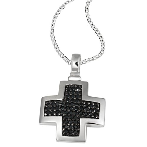 Goldmaid Damen-Collier Kreuz Pavee 925 Sterlingsilber 57 schwarze Zirkonia Kr C4833S Preisvergleich
