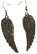 Long and Lovely Antiqued Gold/brass Angel Wing Fairy Earrings - 3" Drop with Earwire