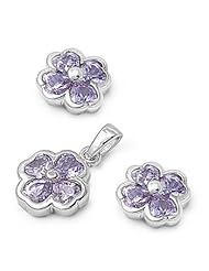 Sterling Silver Sets With Cubic Zirconia