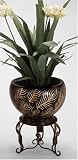 Artistry in Furniture Hand Crafted Polystyrene Dark Brown Leaf Design Planter and Stand