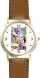 General Robert E. Lee American Theme - WATCHBUDDY&reg; DELUXE TWO-TONE THEME WATCH - Arabic Numbers - Brown Leather Strap-Children's Size-Small ( Boy's Size & Girl's Size )