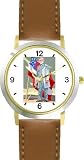 General Robert E. Lee American Theme - WATCHBUDDY&reg; DELUXE TWO-TONE THEME WATCH - Arabic Numbers - Brown Leather Strap-Children's Size-Small ( Boy's Size & Girl's Size )