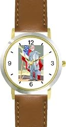 General Robert E. Lee American Theme - WATCHBUDDY&reg; DELUXE TWO-TONE THEME WATCH - Arabic Numbers - Brown Leather Strap-Children's Size-Small ( Boy's Size & Girl's Size )