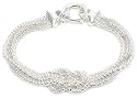 Silver 4 Strand Popcorn Knot Large Ring Bracelet 8"