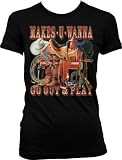 Makes U Wanna Go Out & Play Juniors Cowgirl T-shirt, Cowboy Saddle Boots Spurs Hat And Lasso Design Juniors Shirt