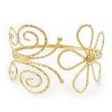 Gold Plated 'Butterfly & Flower' Upper Arm Bracelet Armlet - Adjustable