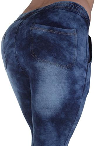 JFP1464 - LAVO Jeans - Elastic Waist Jogger Capri Pants in Dark Blue Size L