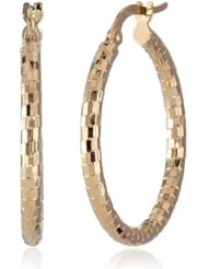 14k Italian Yellow Gold Diamond-Cut Tube Hoop Earrings