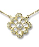 Jewelry : Open Quad Flower with Pearl Pendant