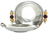 Aluminum Round Dish with Dark Mocha and Gold Glass Bead Handles 9 1/2"D 1 3/4"H