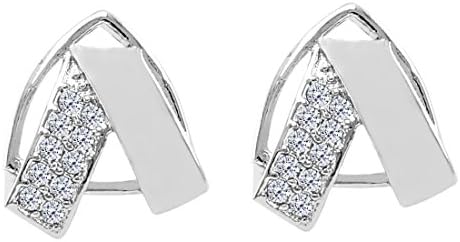 FAVAVA Rhodium Plated Diamod Color Stud Earrings Made With Genuine Swarovski Elements Crystals