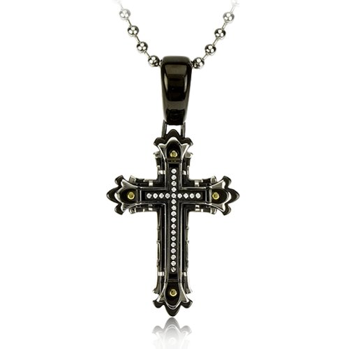Men’s Diamond Fleur de lis Necklace in Stainless Steel