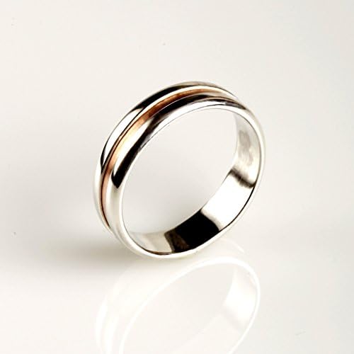 Mens Wedding Band. Mens Engagement Ring. Unisex Ring. Rustic Wedding Ring. Silver &amp; Copper. Mens band ring. Promise ring. RS-1078