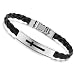 Black or Brown Braided Leather Bracelet for Women or Men Cross Motif on Stainless Steel Plate 8.5mm Wide