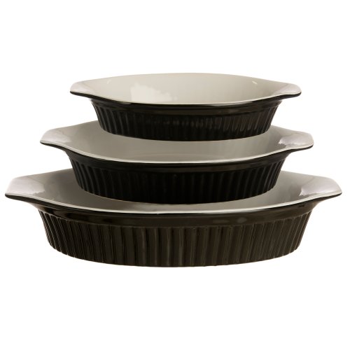 Romertopf Reco Black Oval Baking Set, Set of 3