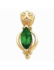 18K Yellow Gold Marquise Cut Chatham Created Emerald Pendant -- LIFETIME WARRANTY