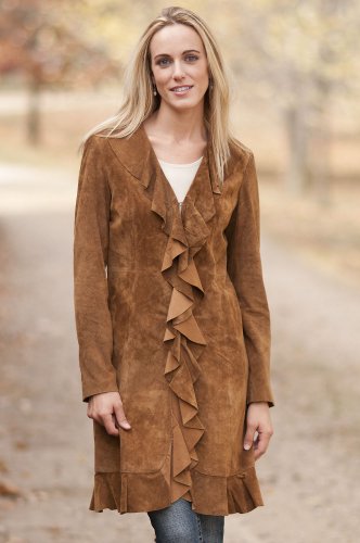 Womens Summer Ruffled Suede Coat