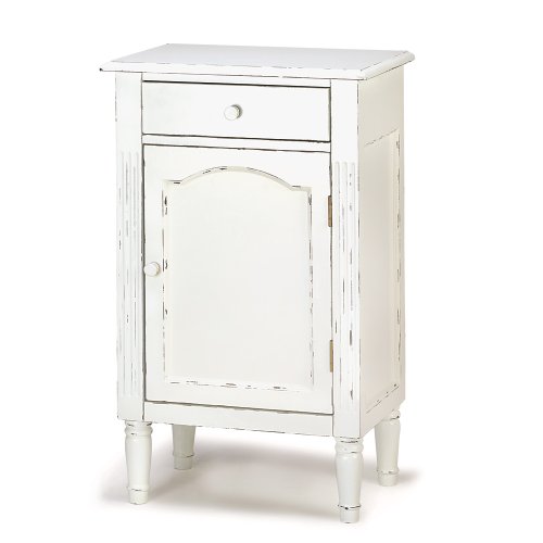 Antiqued Distress White Finish Cabinet Table Nightstand Buy Runmenu Fire