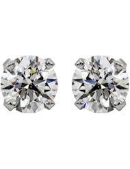 14k White Gold Round Solitaire Diamond Stud Earrings (3/8 cttw, H-I, I1)