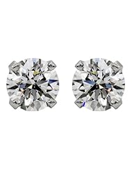 14k White Gold Round Solitaire Diamond Stud Earrings (3/8 cttw, I-J, I2)