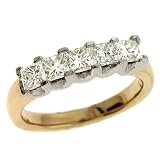 14k Two-Tone Princess Cut 1.2 Ct Diamond Band Ring - Size 7.0