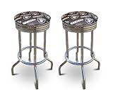 2 Oakland Raiders Football themed 29'' Specialty Chrome Barstools Bar Stools
