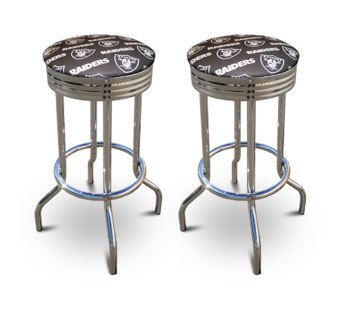 2 Oakland Raiders Football themed 29'' Specialty Chrome Barstools Bar Stools