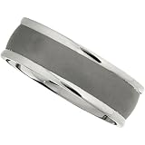 Titanium and Black Satin Dome Band Sizes 8.5, 9, 9.5 , 10, 10.5, 11, 11.5, 12, 12.5, 13