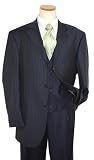 Extrema by Zanetti Navy Blue With Lime Pinstripes Super 150'S Italian Wool Wideleg Suit
