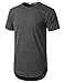 URBANCREWS Mens Hipster Hip Hop Melange Elong Crewneck T-Shirt Charcoal Large