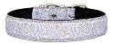 18" Silver Bling Bling Glitter leather dog collar