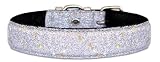 20 Silver Bling Bling Glitter leather dog collar
