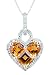 10k White or Yellow Gold Half Moon and Princess Citrine Stone Set and Diamond Heart Pendant (1/5 cttw, I Color, I2-I3 Clarity), 18