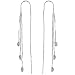 Sterling Silver Triple Oval Silver Bead Horseshoe Ear Thread Earrings