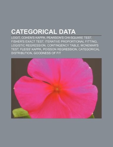 Categorical data: Logit, Cohens kappa, Pearsons chi-square test, Fishers exact test, Iterative proportional fitting, Logistic regression