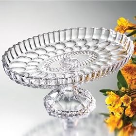 CLARICE OVAL FOOTED PLATTER - CLARICE OVAL FOOTED CRYSTAL PLATTER - wedding centerpiece by Jaf Gifts