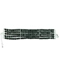 O&G Australia Natural 6 Inch Black Spinel 5 Row with 2 Inch Extender Made of 925 Sterling Silver Bracelet