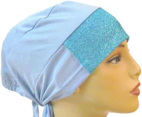 Under-hijab Scarf Headband with Glitter Front Light Blue
