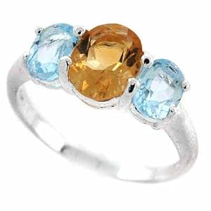 Buy GENUINE Blue Topaz Citrine 3 stone Silver Ring S5 by SilverSpeck.com