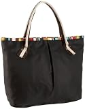 Prezzo Microfiber Striped Tote,Black,one size