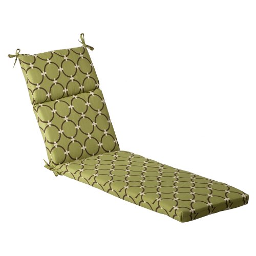 Pillow Perfect Outdoor Green/Brown Geometric Chaise Lounge Cushion