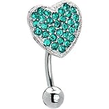 Top Drop Blue Zircon Ritzy Heart Belly Ring