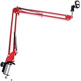 DuaFire Microphone Suspension Boom Scissor Arm Stand (Red)