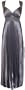 Beaded Pleated Satin Prom Dress Bridesmaid Formal Gown, XL, Silver