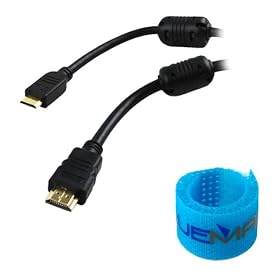 GTMax 3FT Gold-Plated Mini HDMI Cable + Cable Tie for Canon , FujiFilm , JVC , Nikon , Panasonic , Samsung , Sony Camera/ Camcroder ; Archos 101 G9 , 70 Internet , 9 PC Tablet ; Arnova 7 G3 ; Asus Eee Pad Transformer TF101 ; Microsoft XBOX 360