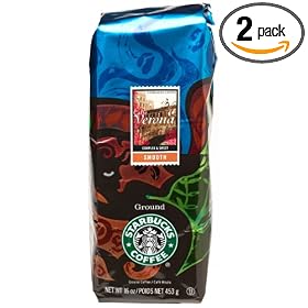 Starbucks Ground Coffee, Caffe Verona, 16-Ounce Bags (Pack of 2)