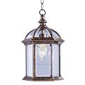 Beveled Glass 1 Light Hanging Lantern– Black Gold