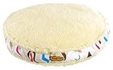 Small Retro-Regal Ultra-comfortable classic round dog bed with print pattern edge. Size: 20