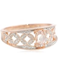 10k Rose Gold Morganite and Diamond Oval Shaped Ring (0.1 cttw GH, Color, I2-I3 Clarity)